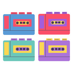 Retro audio player.Cassette player. Tape recorder.Vector illustration.Isolated on white background.