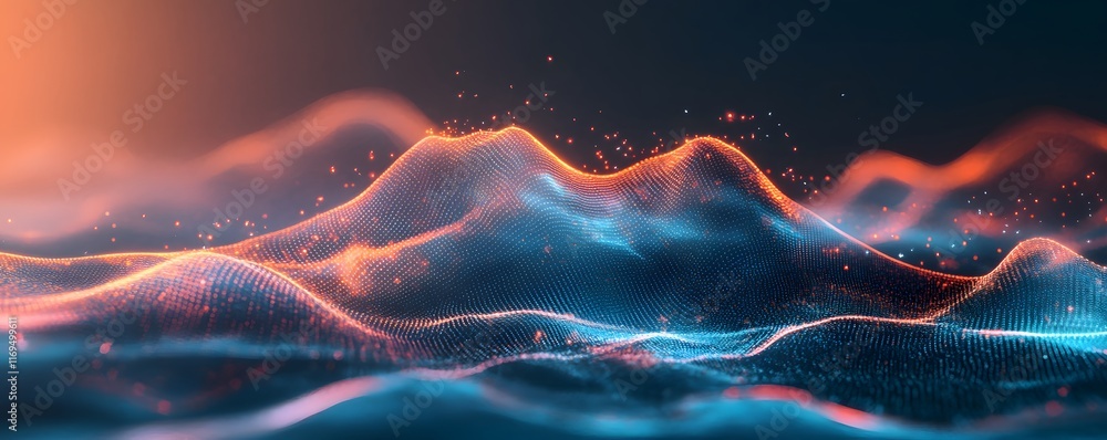 Poster a mesmerizing abstract representation of waves, featuring luminous colors and dynamic movement. this