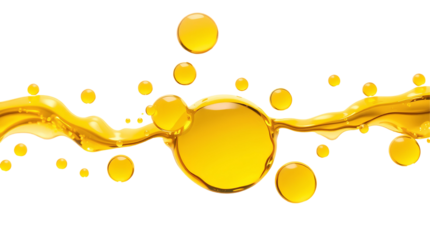 Photo of Abstract various golden yellow bubbles oil or serum isolated on white background.png