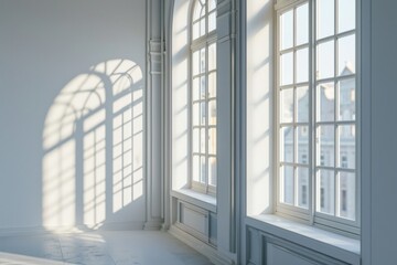 Fototapeta premium Architectural Elegance: 3D Window Frame Against a Bright Blank Background