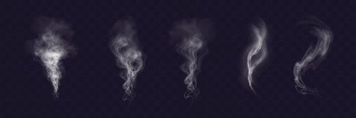 Set of smoke and fog elements with a soft heart shape and flowing patterns, ideal for romantic, abstract, and atmospheric designs.