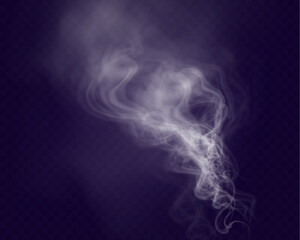 White figured smoke on dark background. Abstract overlay element for artistic compositions and creative design projects.	
