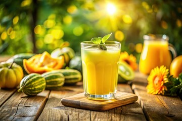 Fototapeta premium Sunny Afternoon Squash Drink: a vibrant, summery squash refreshment.