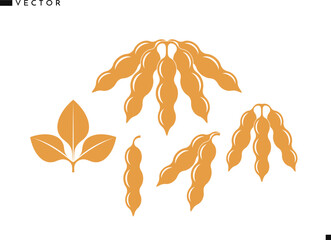 Soybean silhouette. Organic food sign. Isolated soybean on white background