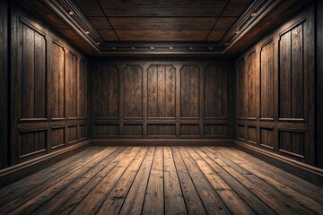 Vintage Interior. Includes Darkened Wooden Walls, Floors, and Textured Surfaces. : Perfect for Photography, Film Sets, and Retro Design Concepts.
