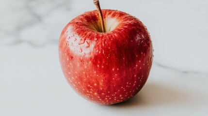 A Single Red Apple on Marble
