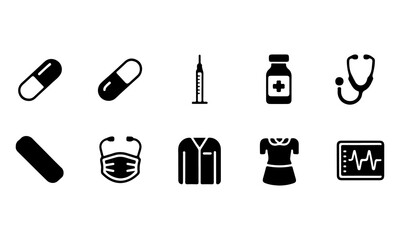 Pharmacy icons set. set of pharmacy outline icons such as medical
