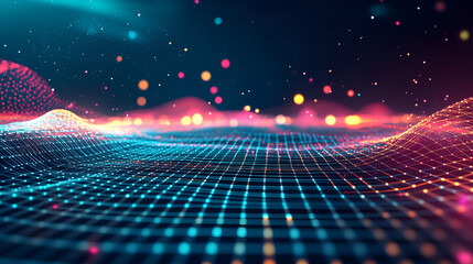 Futuristic Digital World with Neon Lights Perfect for Tech-Themed Designs and Modern Backgrounds