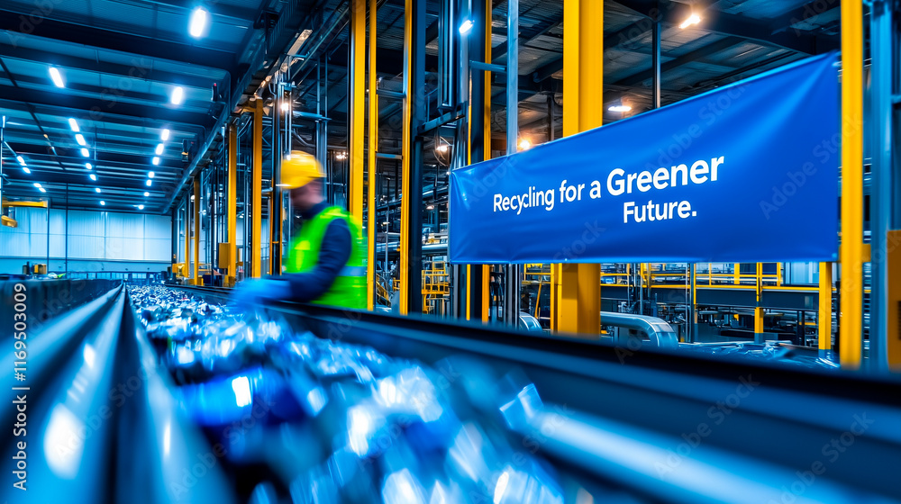 Aufkleber high-tech recycling plant with automated sorting systems
