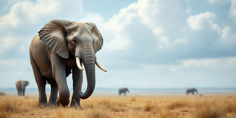 Fototapeta premium Concept photo of an elephant with space for text
