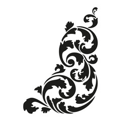 Baroque style ornament stencil. Decorative stencil for applying paint and decorative coatings. Interior and exterior design, fabric and furniture decoration. Plotter or laser cutting.