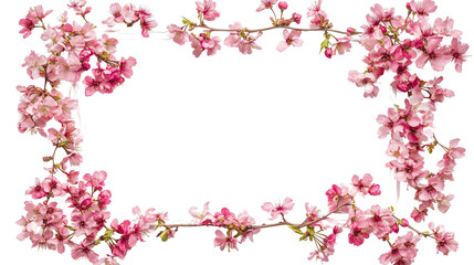 Fototapeta premium A Beautiful pink cherry blossoms are framed against , on a Transparent Background