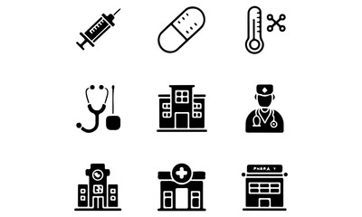 Pharmacy icons set. set of pharmacy outline icons such as medical