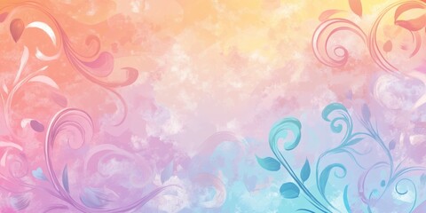 Pastel Floral Swirls Abstract Watercolor Background Design
