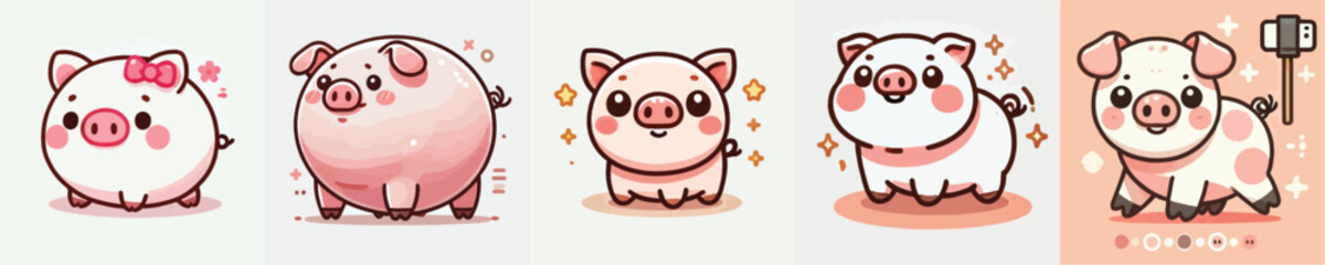 vector collection of cute pigs