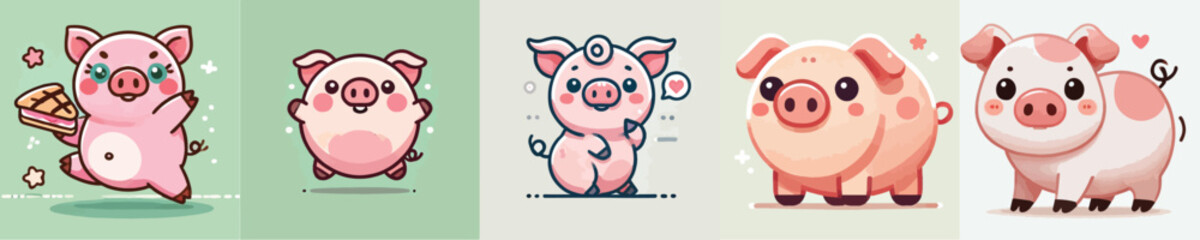 vector collection of cute pigs