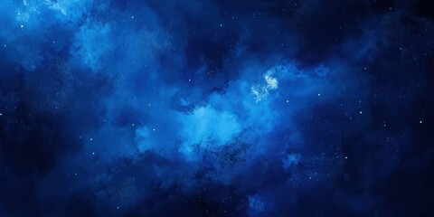 Naklejka premium Deep blue cosmic nebula with starry sky