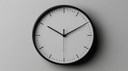Minimalist clock on white wall showing half past two.