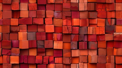   Close-up of wooden wall with warm orange-red tones and red-brown color scheme