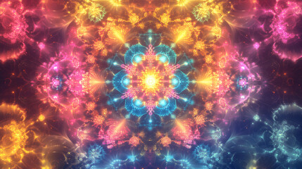 Psychedelic Fractal Art with Vibrant Colors and Intricate Patterns for Abstract and Creative Designs