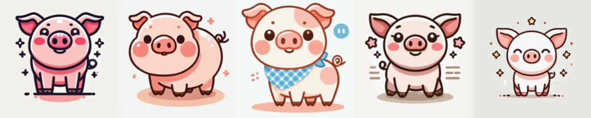vector collection of cute pigs