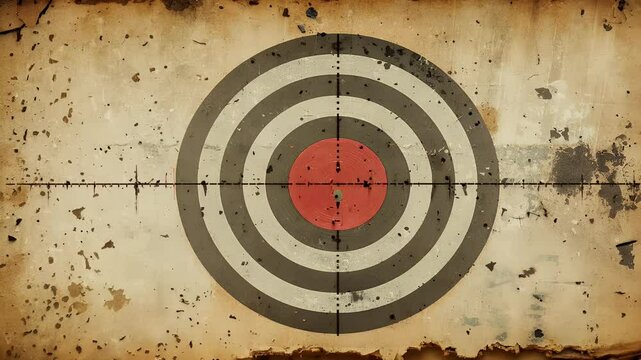Vintage target animation features gunshot impacts bullet holes shooting athered background creating retro inspired 4K visual action themed projects