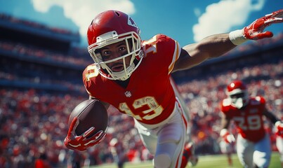 Exciting Football Action Captured: Dynamic Playmaker in Action During a Thrilling Game