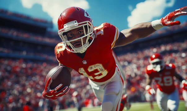 Exciting Football Action Captured: Dynamic Playmaker in Action During a Thrilling Game