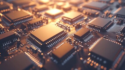 Obraz premium Close-Up of Circuit Board Assembly in Cleanroom Environment