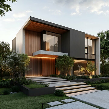 Luxurious modern house with modern architectural design