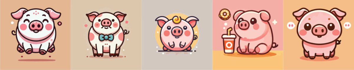 vector collection of cute pigs