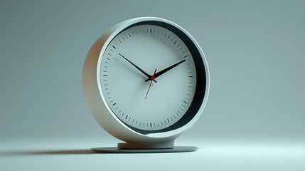 Modern clock on stand, simple background, time management concept.