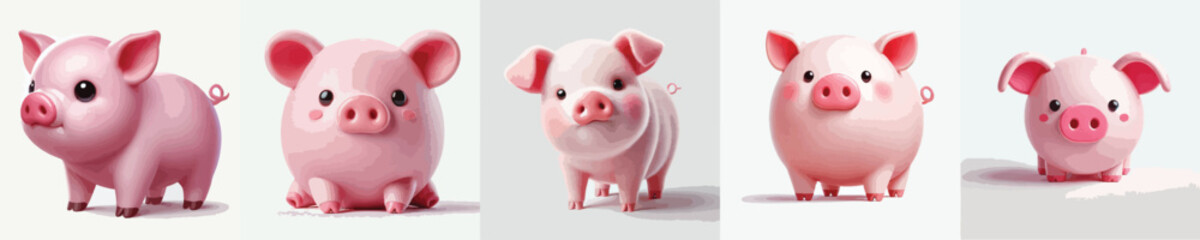 vector collection of cute pigs