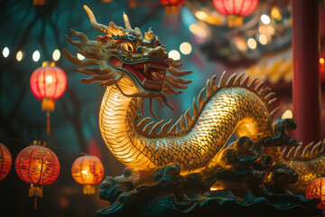 Obraz premium Chinese New Year with dragon wallpaper