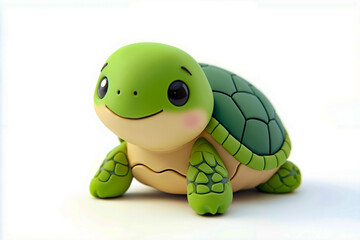 Obraz premium A small green turtle sitting on top of a white surface