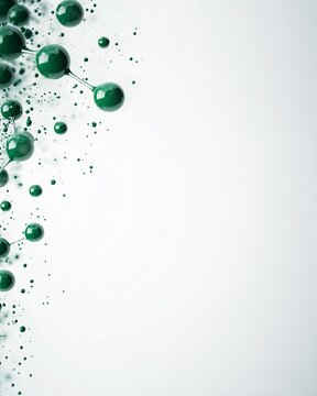 Abstract green molecules on white background