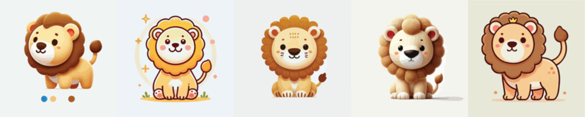 collection of cute and lion vectors