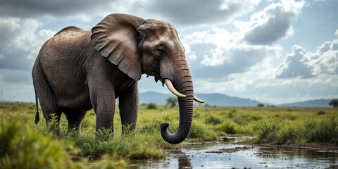 Concept photo of an elephant with space for text © W2GO