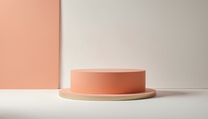 Small podium with matte coral and light peach colors