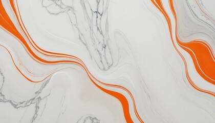 Smooth white marble with vibrant orange accents