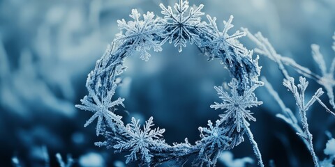 Frosty Winter Wreath of Delicate Snowflakes