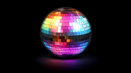 Obraz premium Shiny disco ball reflecting colorful lights at a dance party, silver, sparkly, reflective, nightclub, party. Nightspire. Illustration