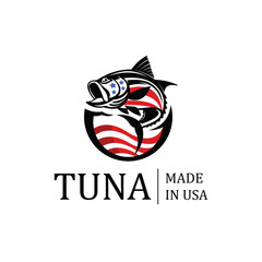 Tuna fish logo, with USA flag concept