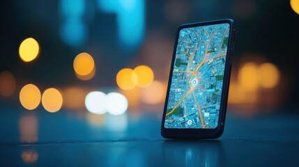 Smartphone Navigation at Night: Cityscape Map Display