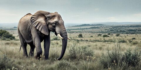 Obraz premium Concept photo of an elephant with space for text
