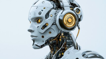 Futuristic Robot Head with Headphones: A Glimpse into Advanced AI