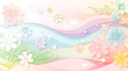 Whimsical Paper Flower Art with Pastel Waves: Elegant Handmade Design