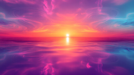 Fototapeta premium Dreamy Purple Sunset Over Mountains and Sea: Serene Nature Wallpaper