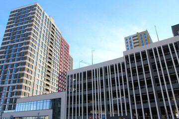 Obraz premium modern new buildings, apartment buildings and offices in the city, skyscrapers