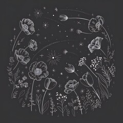 Whimsical Galaxy Flower T-Shirt Design with Pastel Cosmic Charm